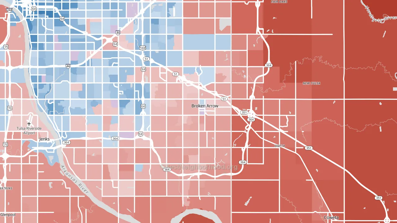 Broken Arrow, OK block-group political-lean map