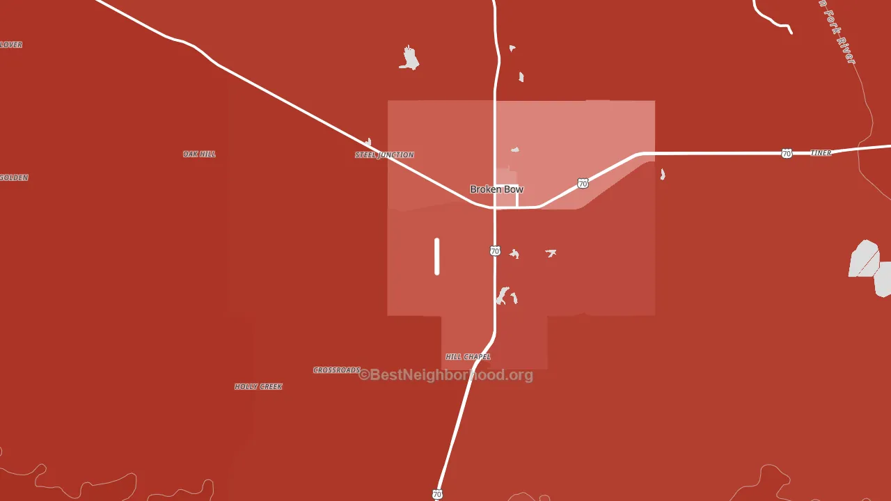 Broken Bow, OK block-group political-lean map