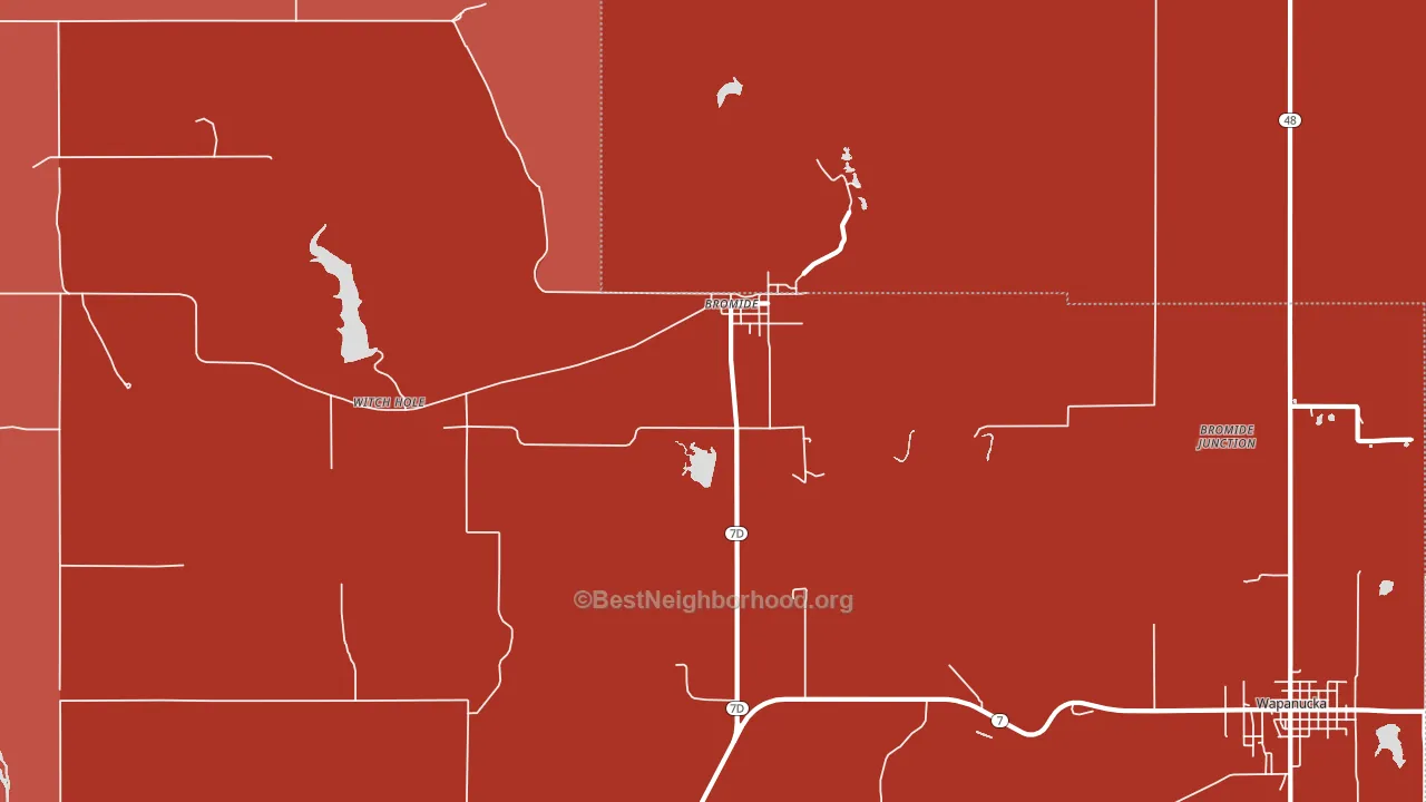 Bromide, OK block-group political-lean map