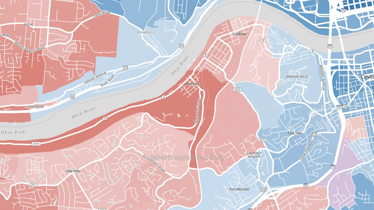 Bromley, KY block-group political-lean map