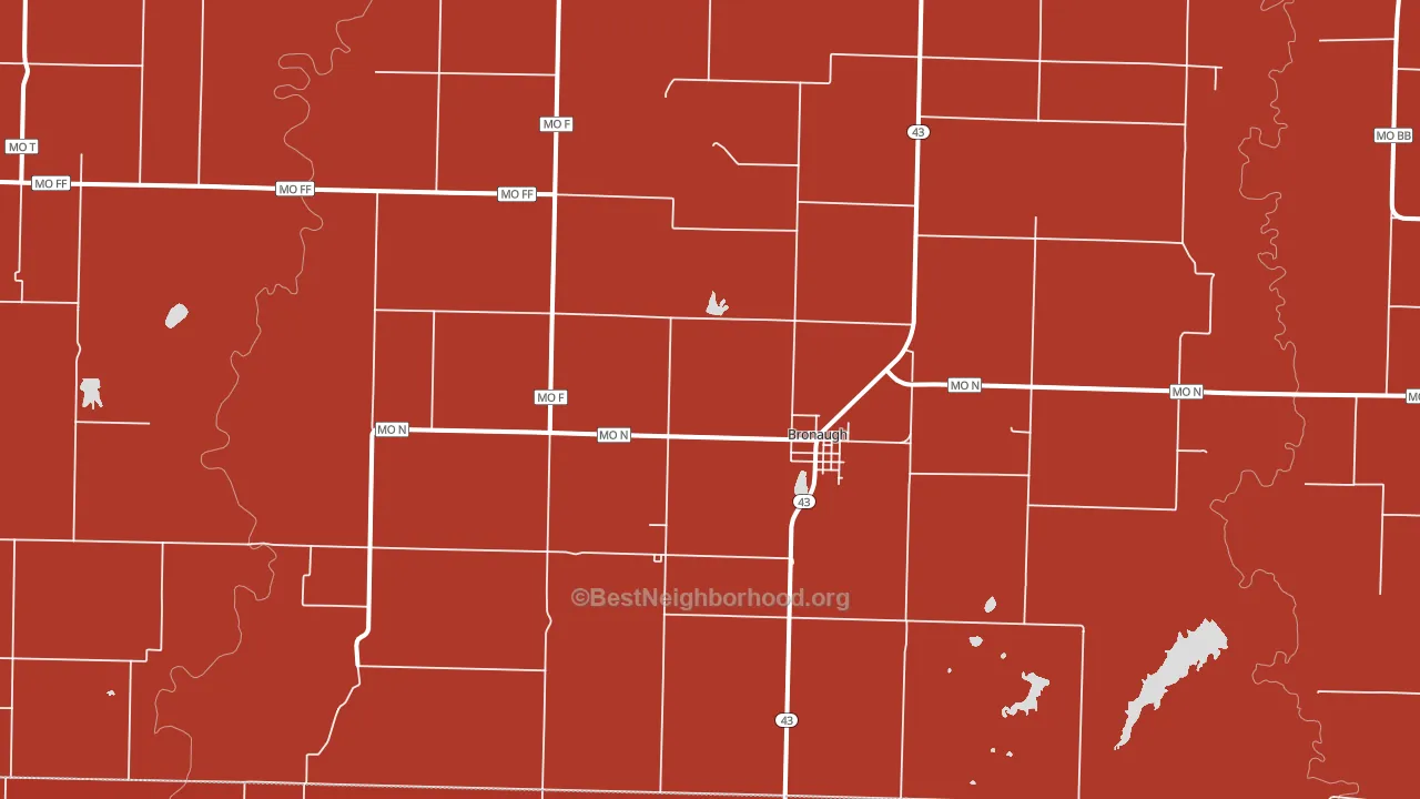 Bronaugh, MO block-group political-lean map