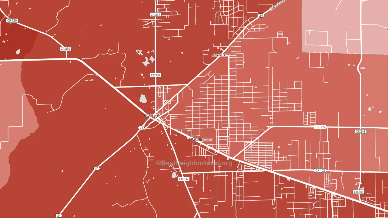 Bronson, FL block-group political-lean map