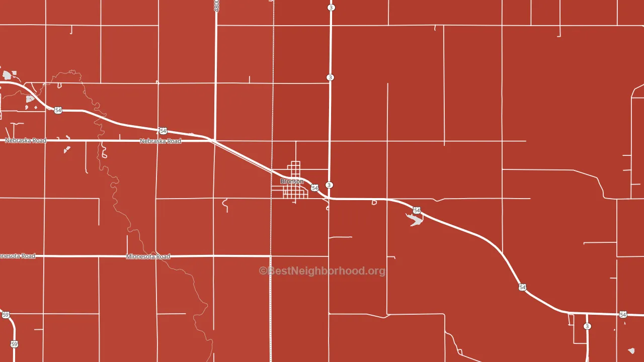 Bronson, KS block-group political-lean map