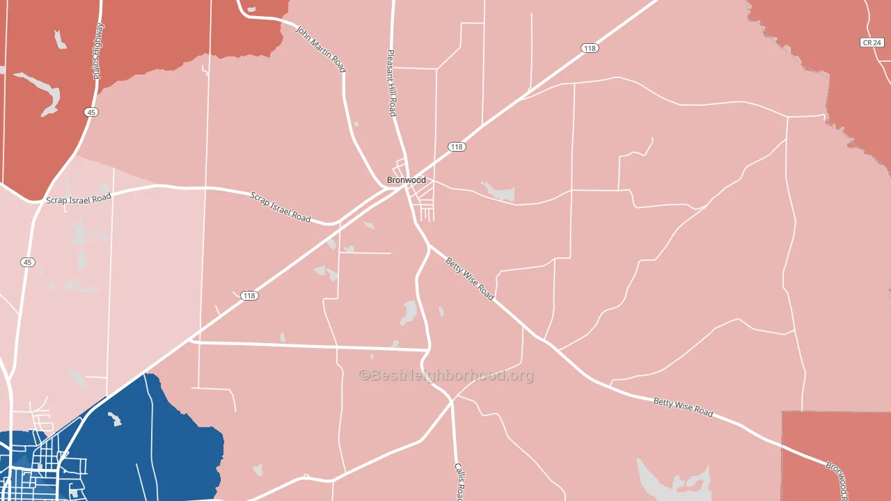Bronwood, GA block-group political-lean map