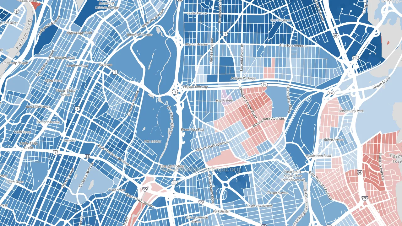 Bronxdale, Bronx, NY block-group political-lean map