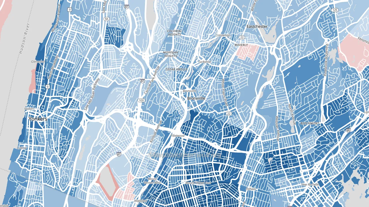 Bronxville, NY block-group political-lean map