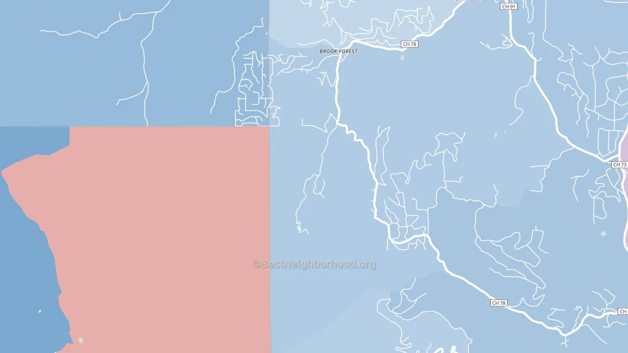 Brook Forest, CO block-group political-lean map