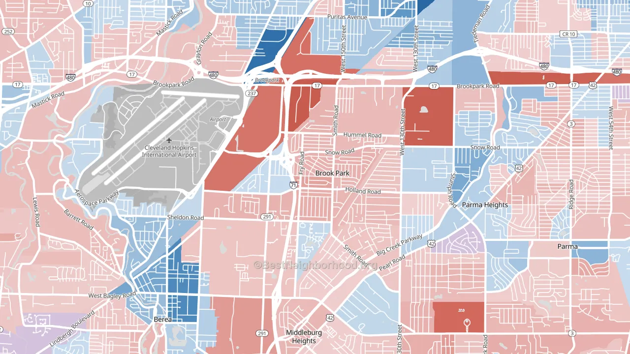 Brook Park, OH block-group political-lean map