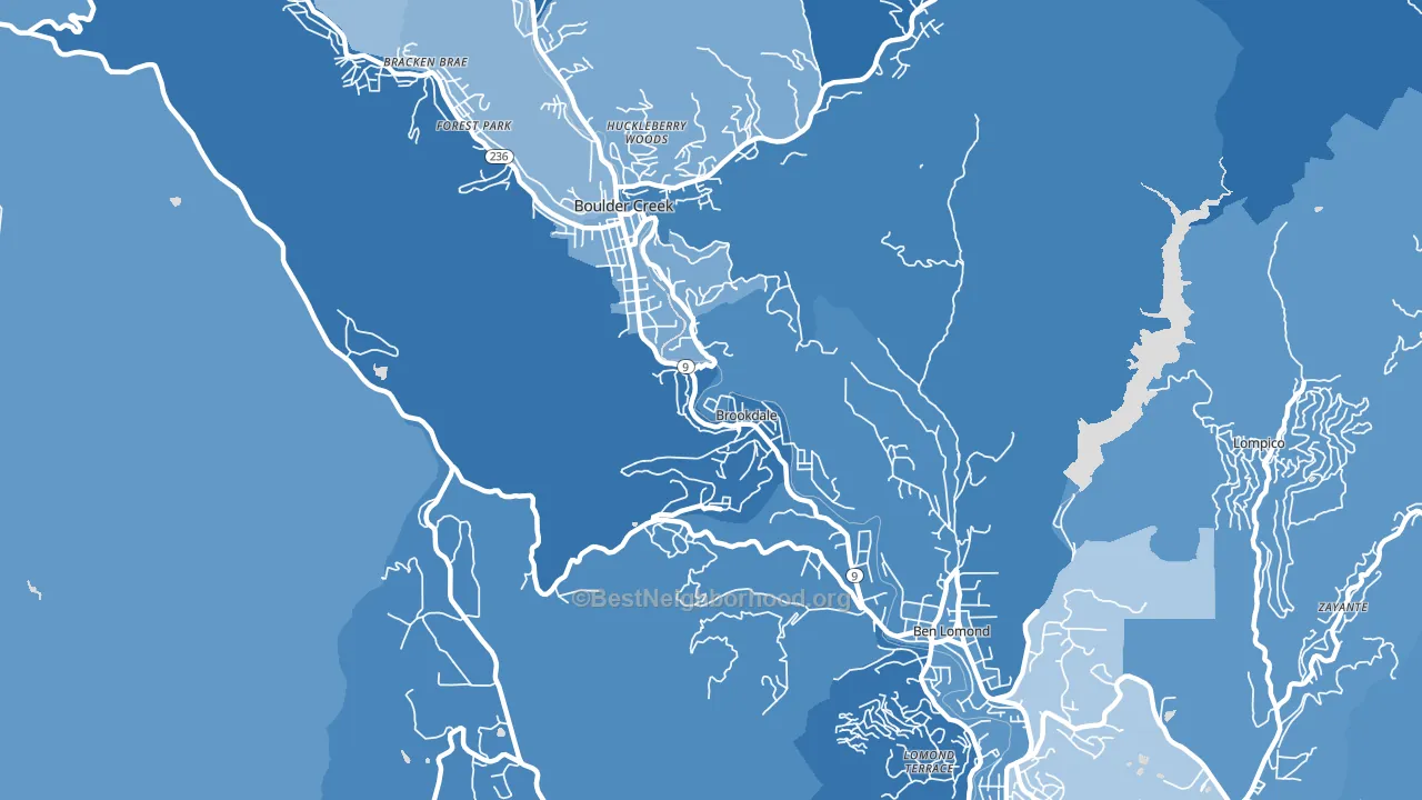 Brookdale, CA block-group political-lean map