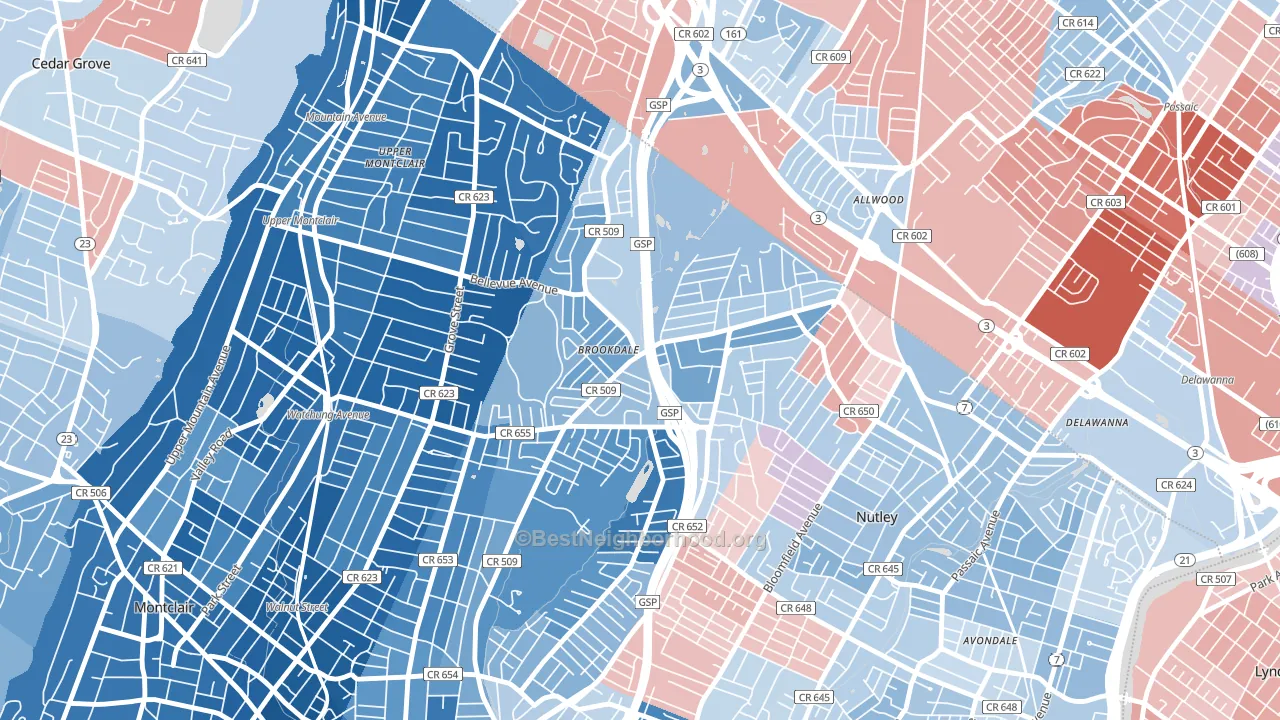 Brookdale, NJ block-group political-lean map