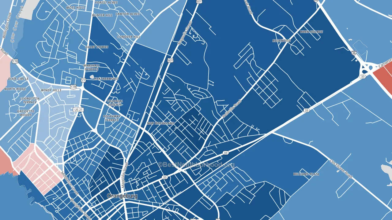 Brookdale, SC block-group political-lean map