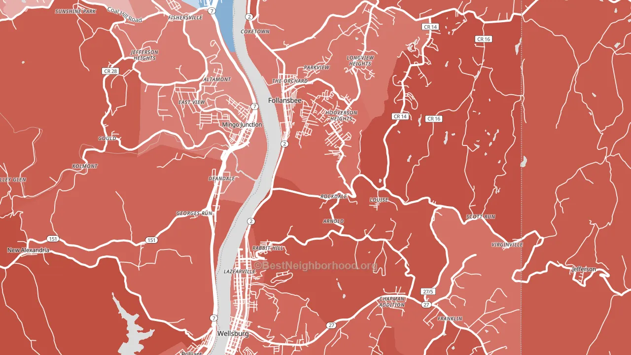 Brooke County, WV block-group political-lean map