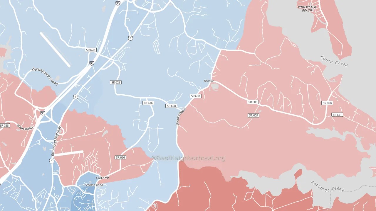 Brooke, VA block-group political-lean map