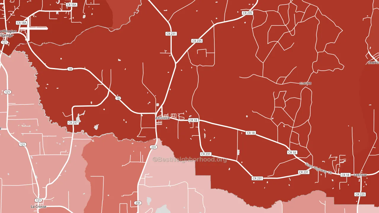 Brooker, FL block-group political-lean map