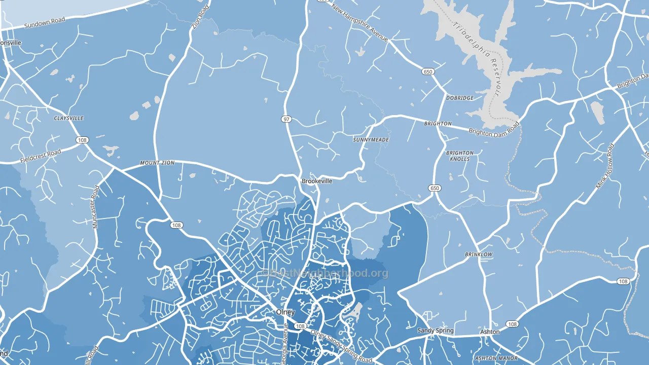 Brookeville, MD block-group political-lean map