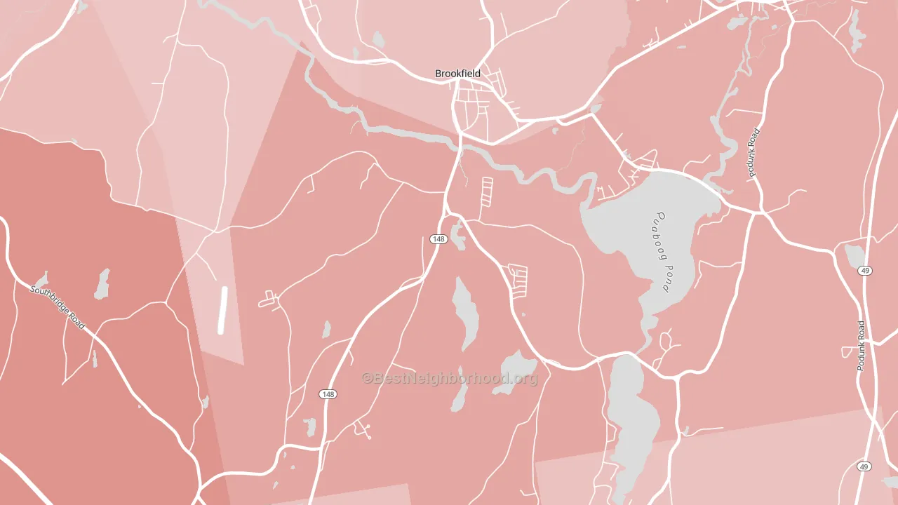 Brookfield, MA block-group political-lean map