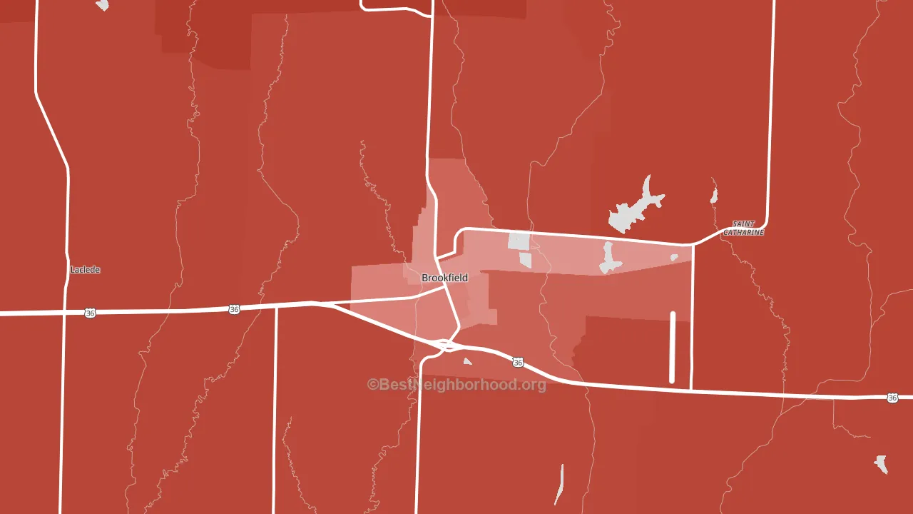 Brookfield, MO block-group political-lean map