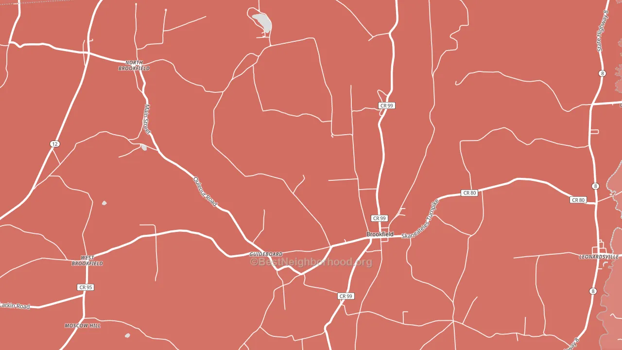 Brookfield, NY block-group political-lean map