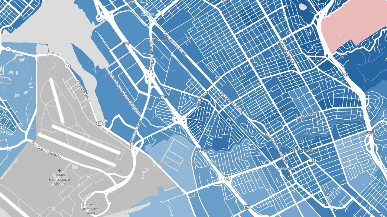 Brookfield Village, Oakland, CA block-group political-lean map