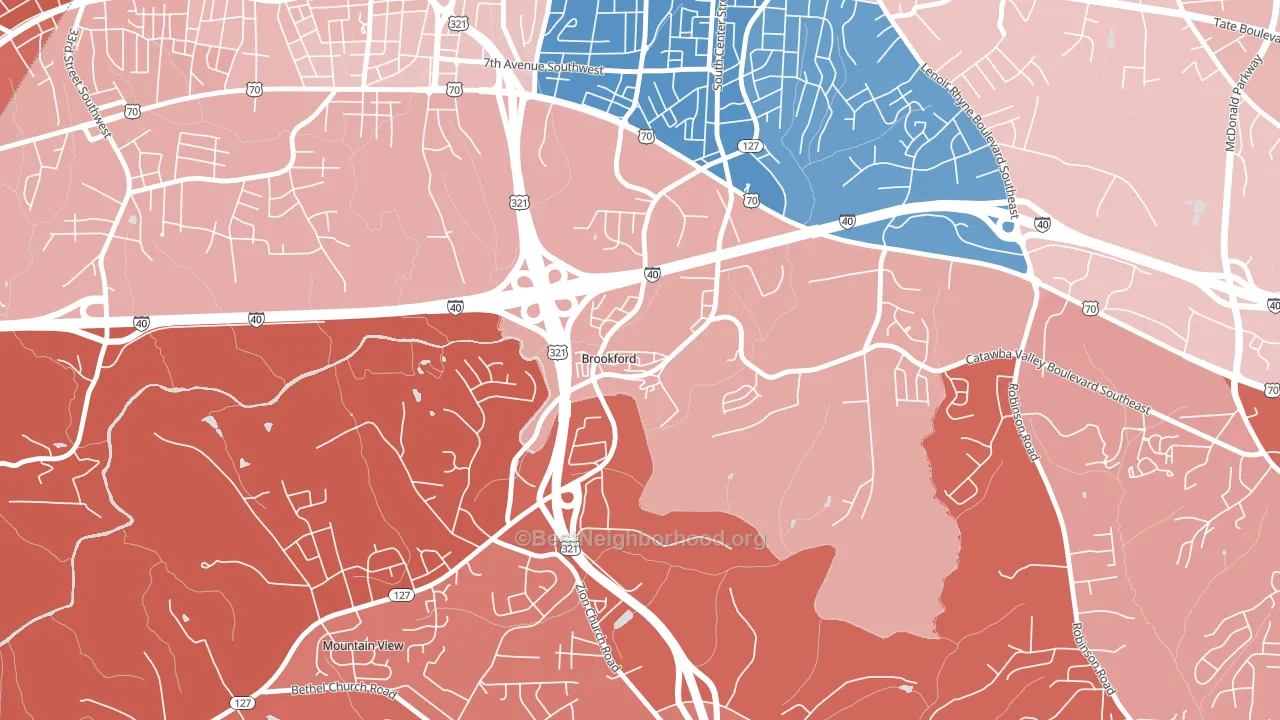 Brookford, NC block-group political-lean map