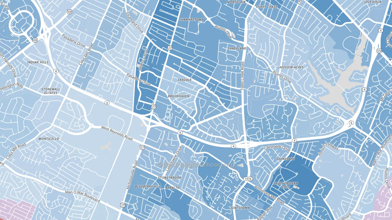Brookhaven-Lansdowne, Lexington, KY block-group political-lean map