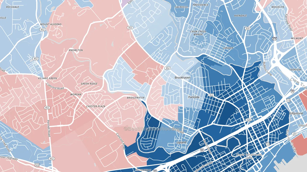 Brookhaven, PA block-group political-lean map