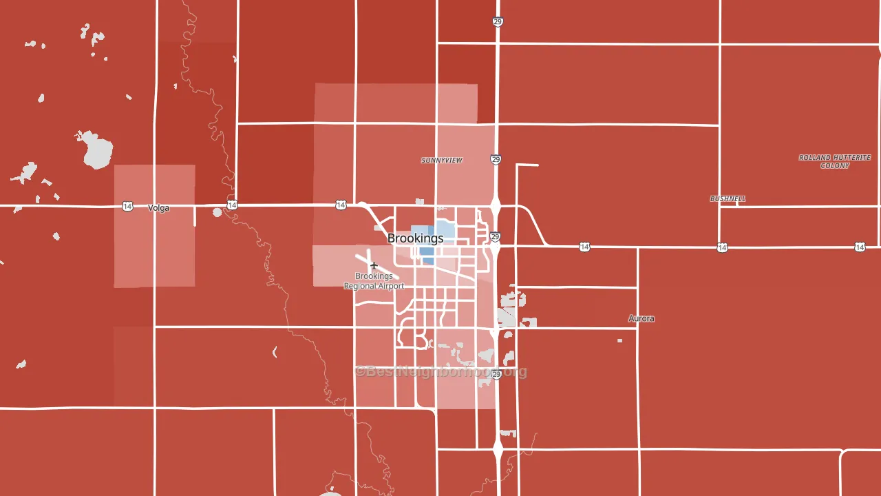 Brookings County, SD block-group political-lean map