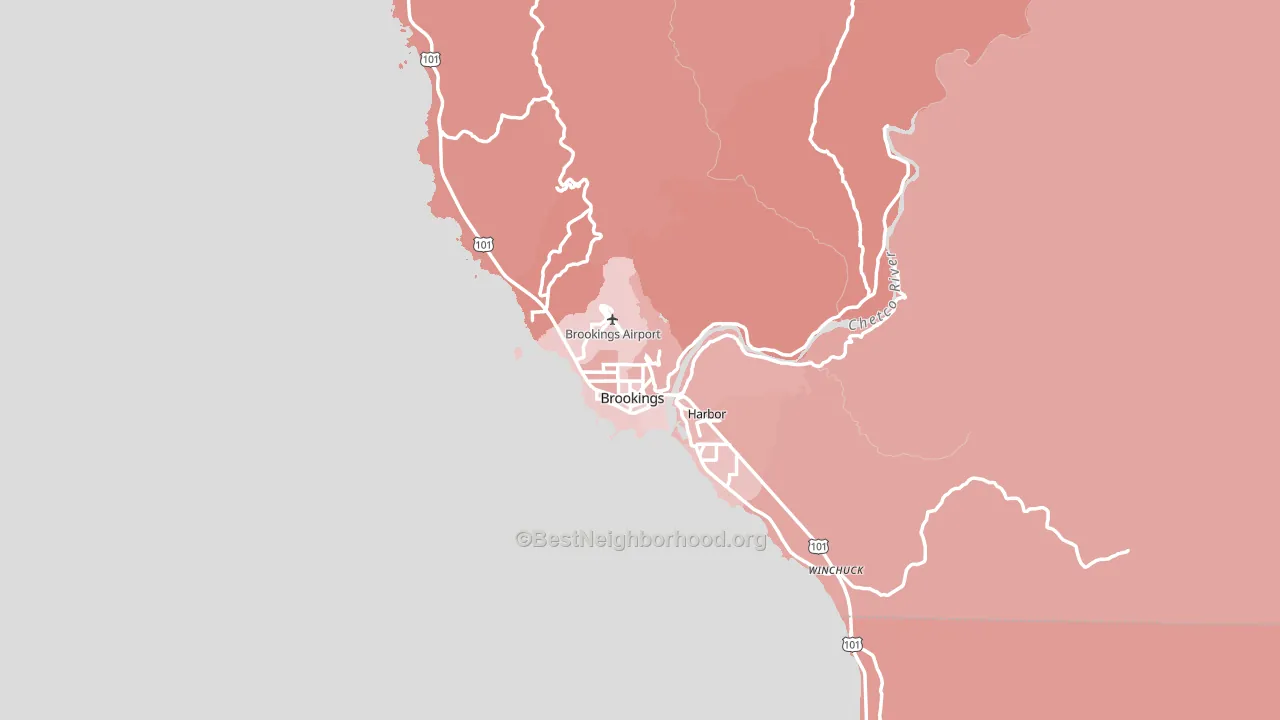 Brookings, OR block-group political-lean map