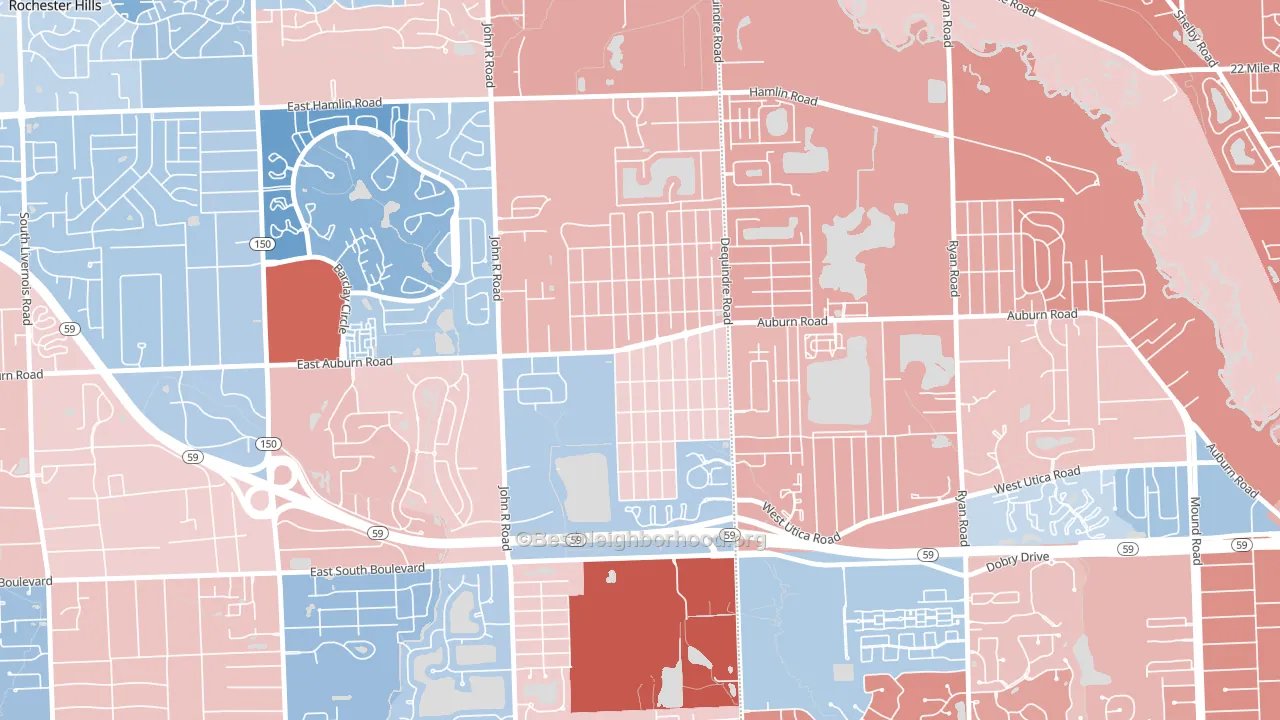 Brooklands Park, Rochester Hills, MI block-group political-lean map