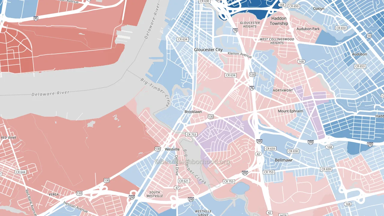 Brooklawn, NJ block-group political-lean map