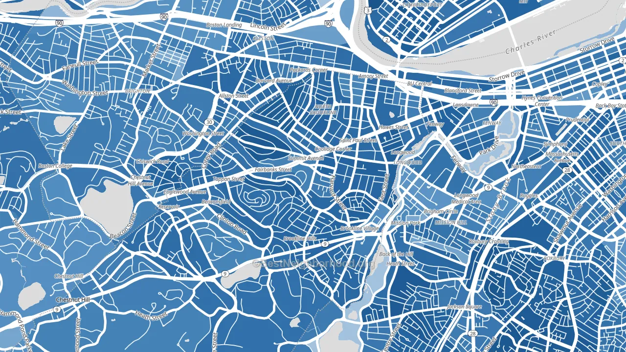 Brookline, MA block-group political-lean map