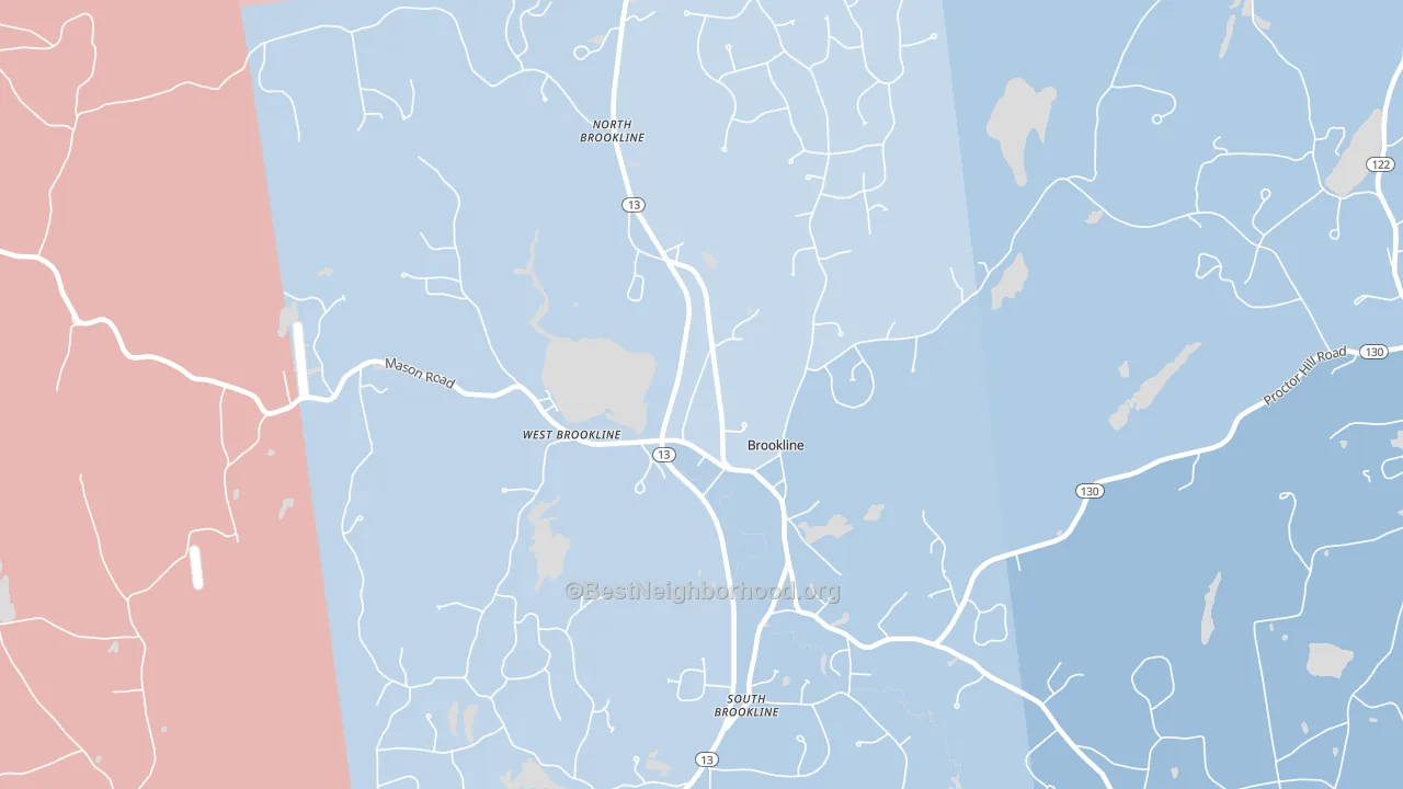Brookline, NH block-group political-lean map