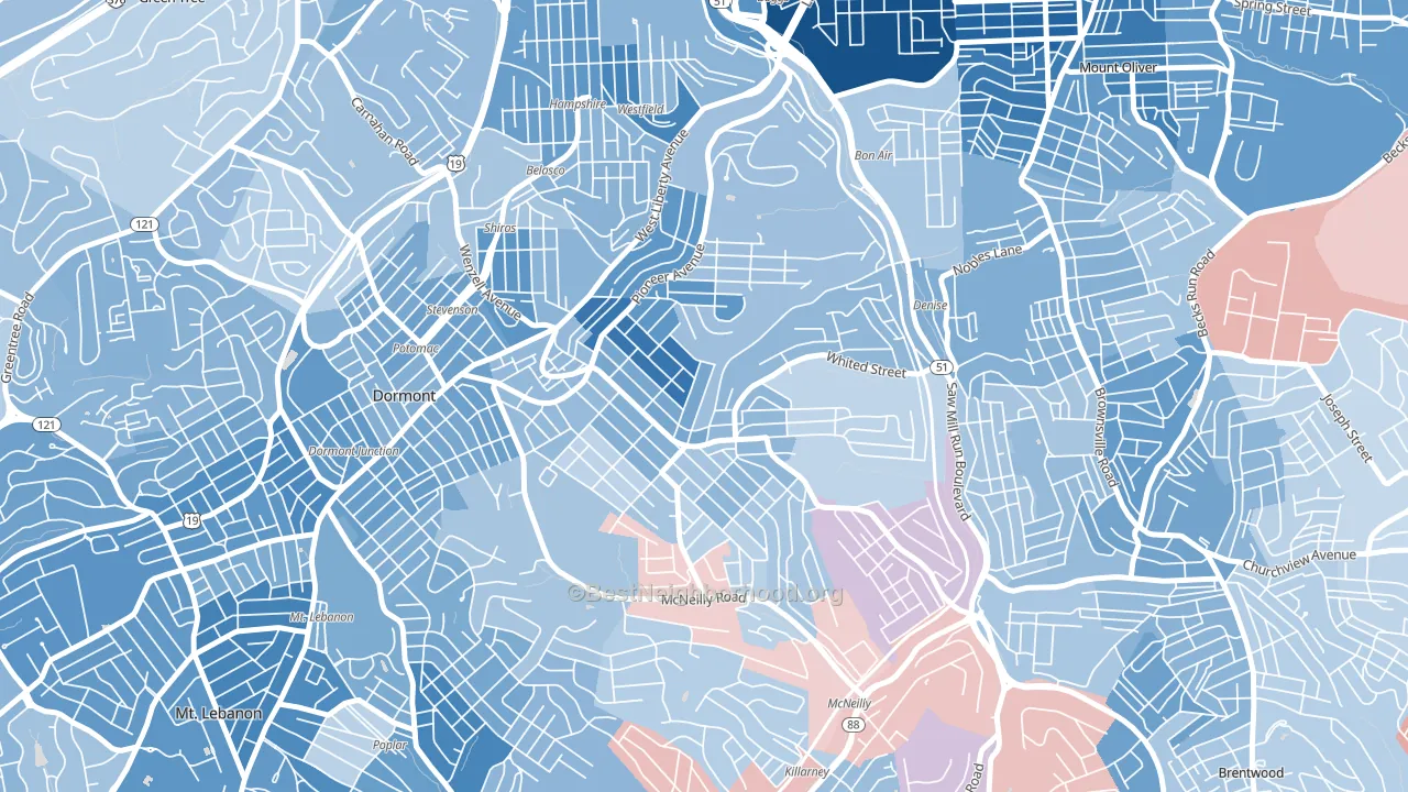 Brookline, Pittsburgh, PA block-group political-lean map