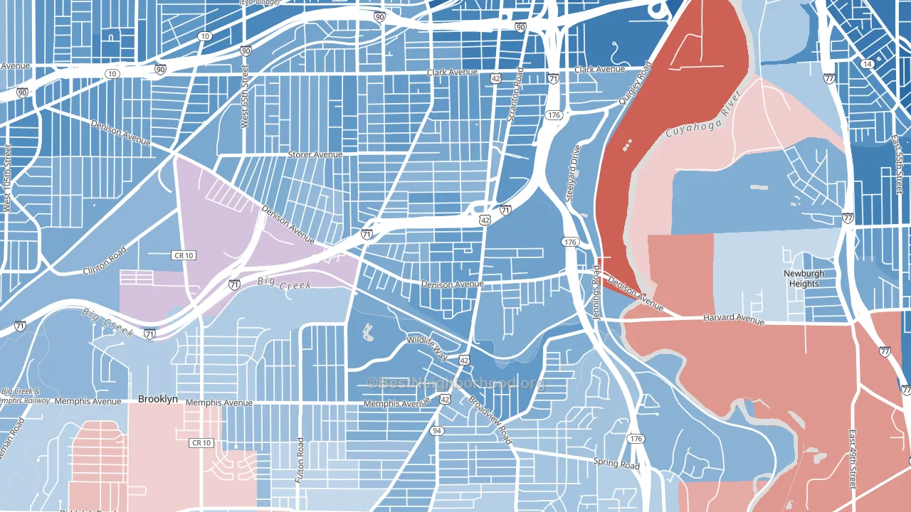 Brooklyn-Centre, Cleveland, OH block-group political-lean map