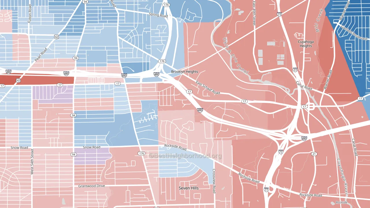 Brooklyn Heights, OH block-group political-lean map