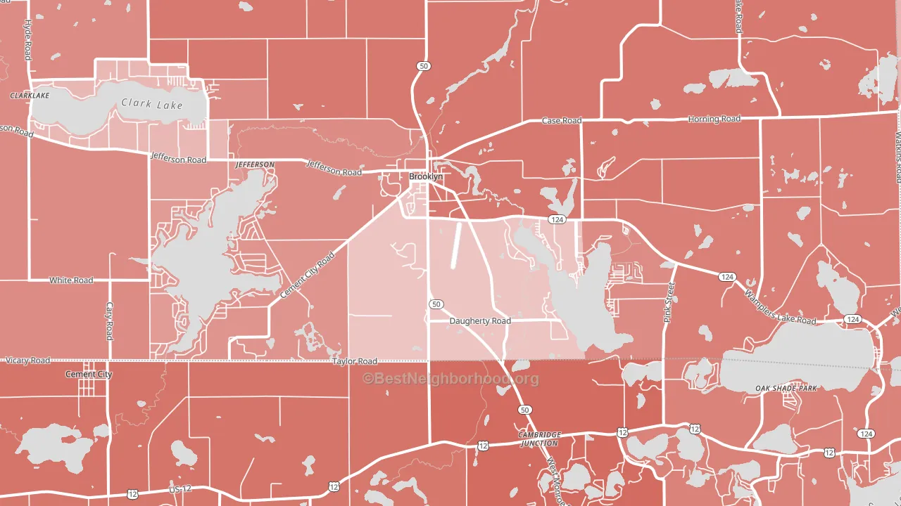 Brooklyn, MI block-group political-lean map