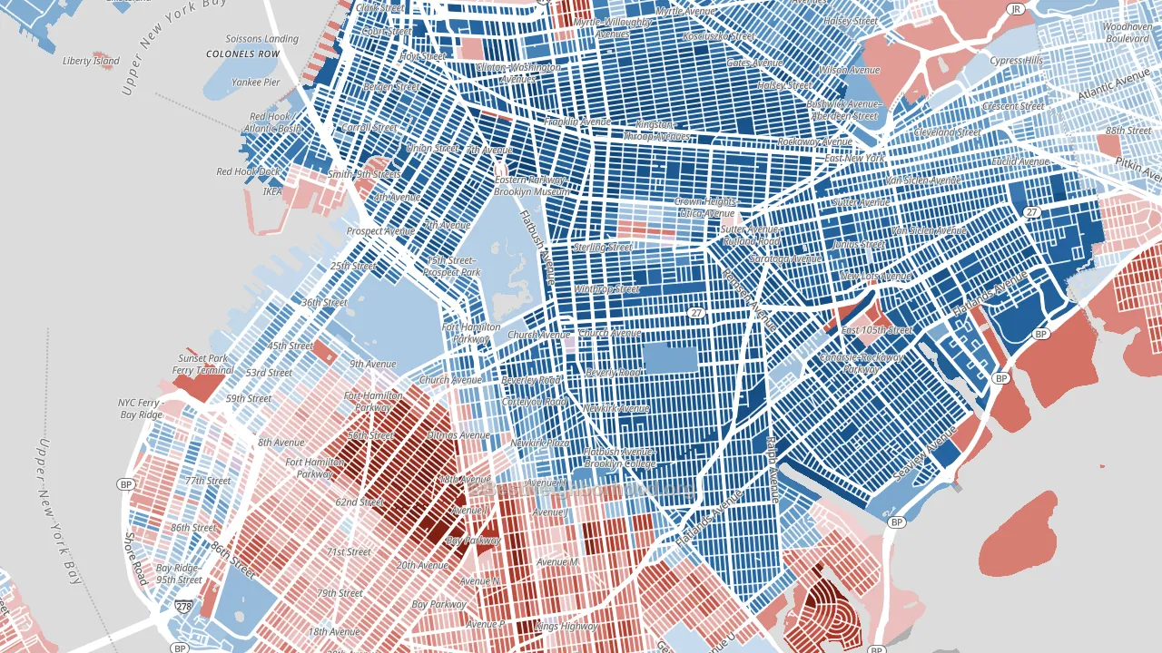 Brooklyn, NY block-group political-lean map