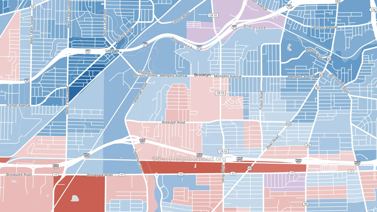 Brooklyn, OH block-group political-lean map
