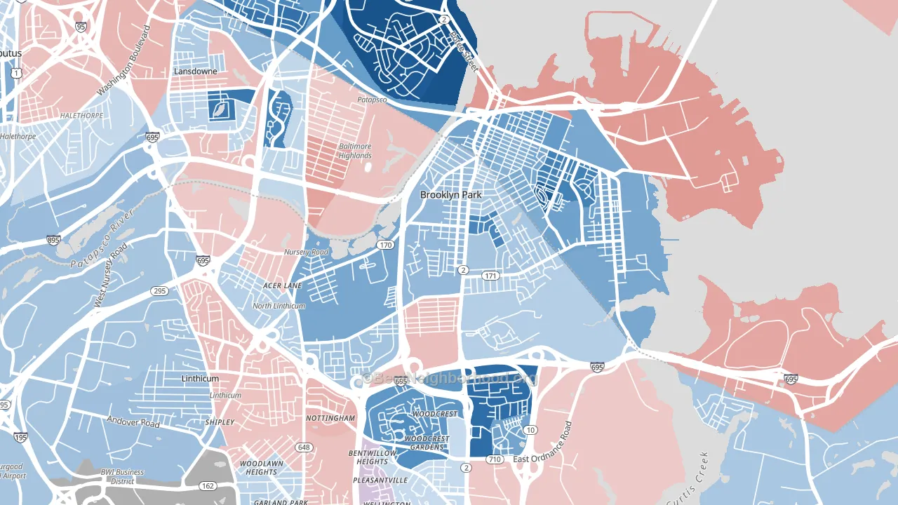 Brooklyn Park, MD block-group political-lean map