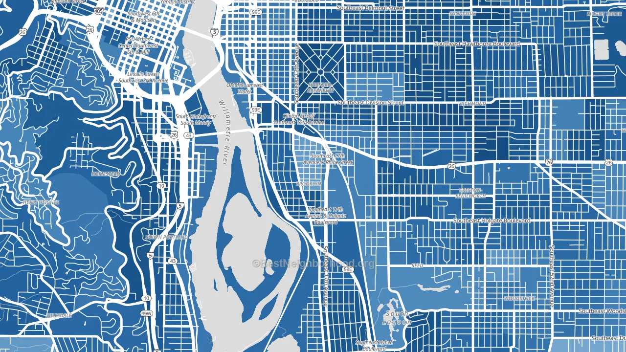 Brooklyn, Portland, OR block-group political-lean map