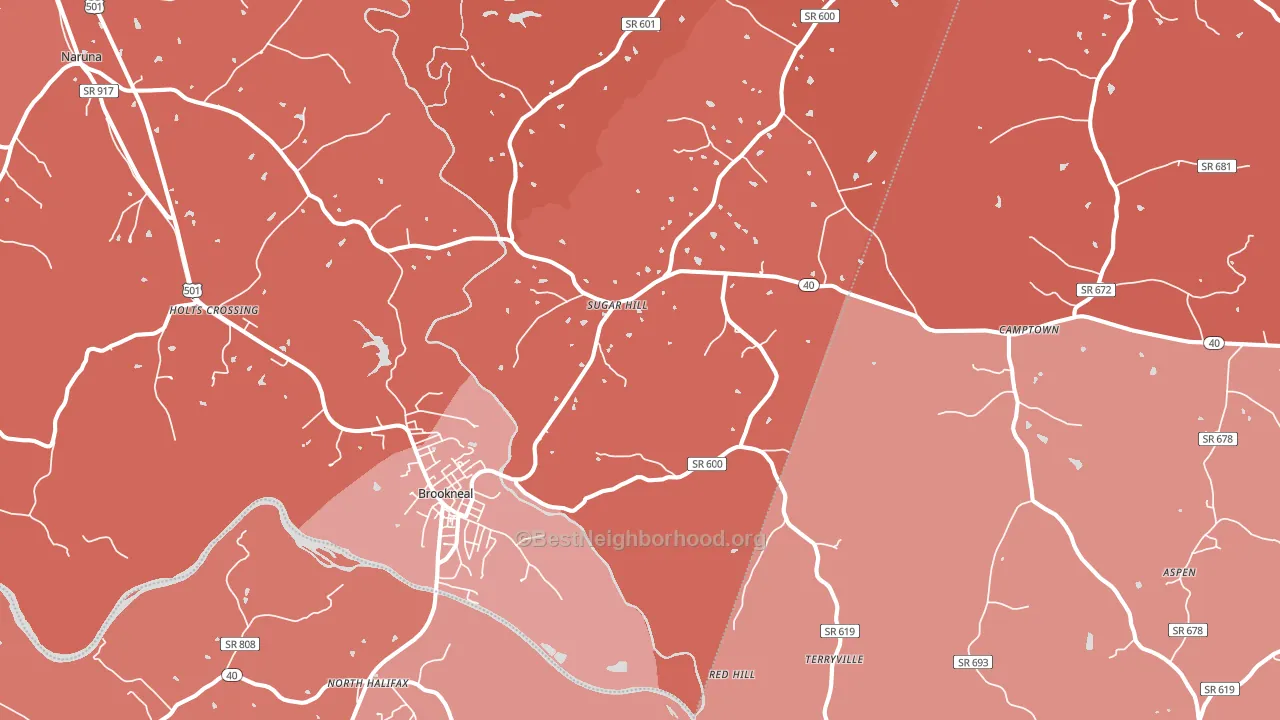 Brookneal, VA block-group political-lean map