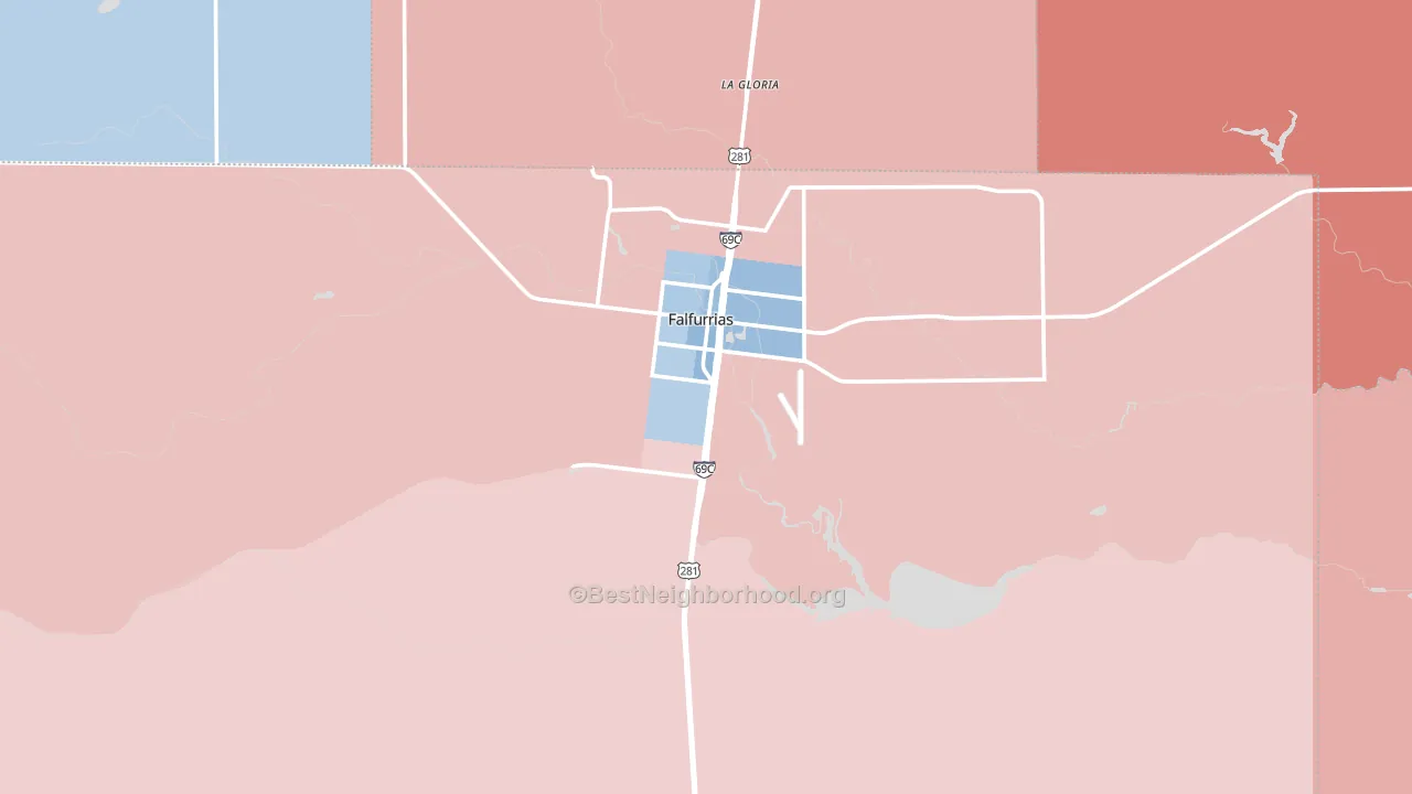 Brooks County, TX block-group political-lean map