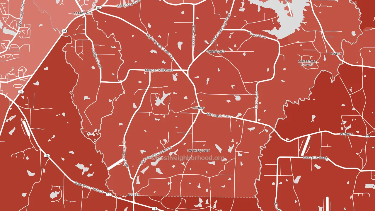 Brooks, GA block-group political-lean map