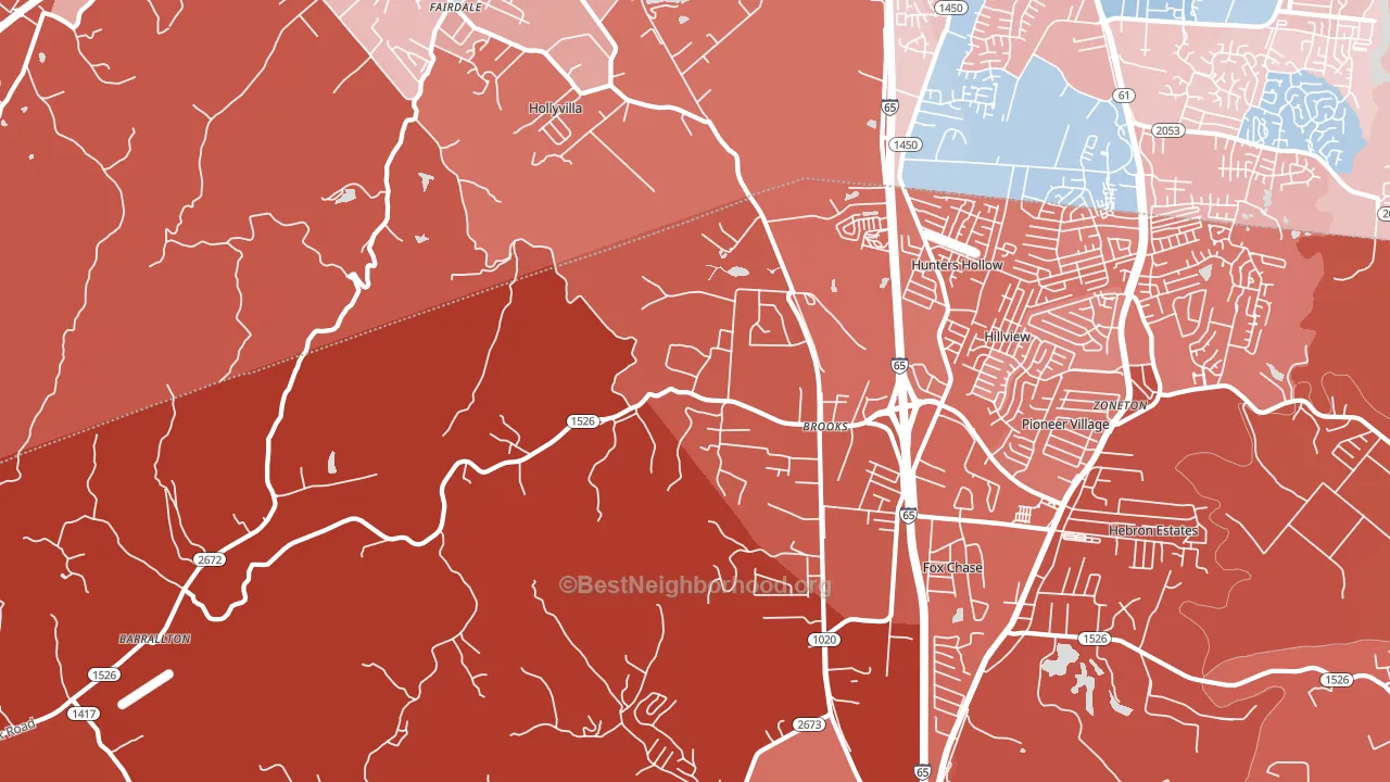 Brooks, KY block-group political-lean map
