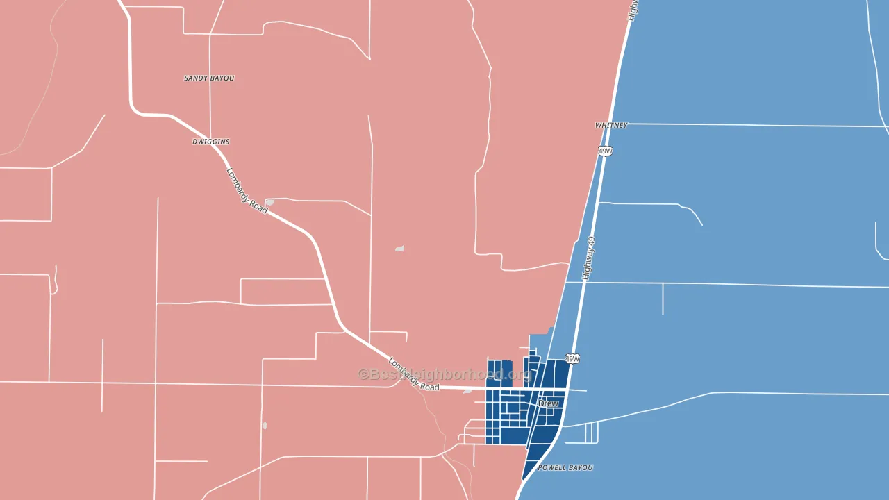 Brooks, MS block-group political-lean map