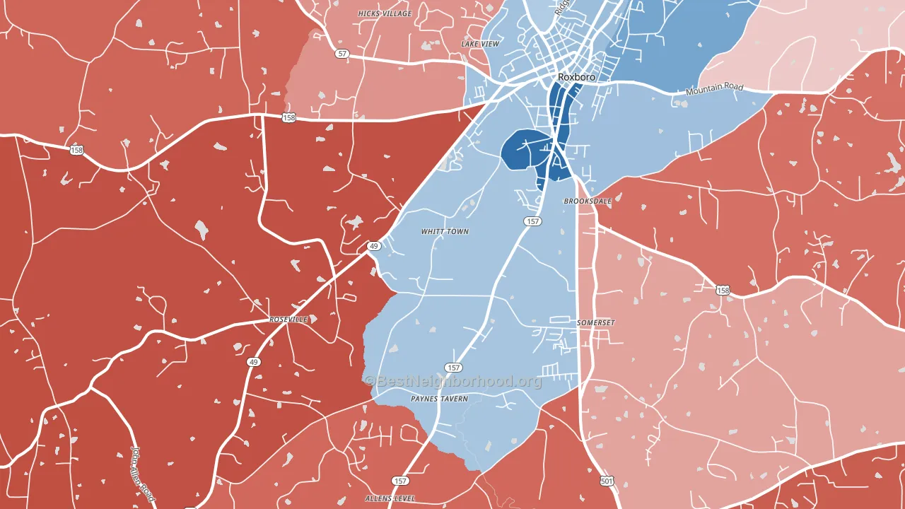 Brooksdale, NC block-group political-lean map