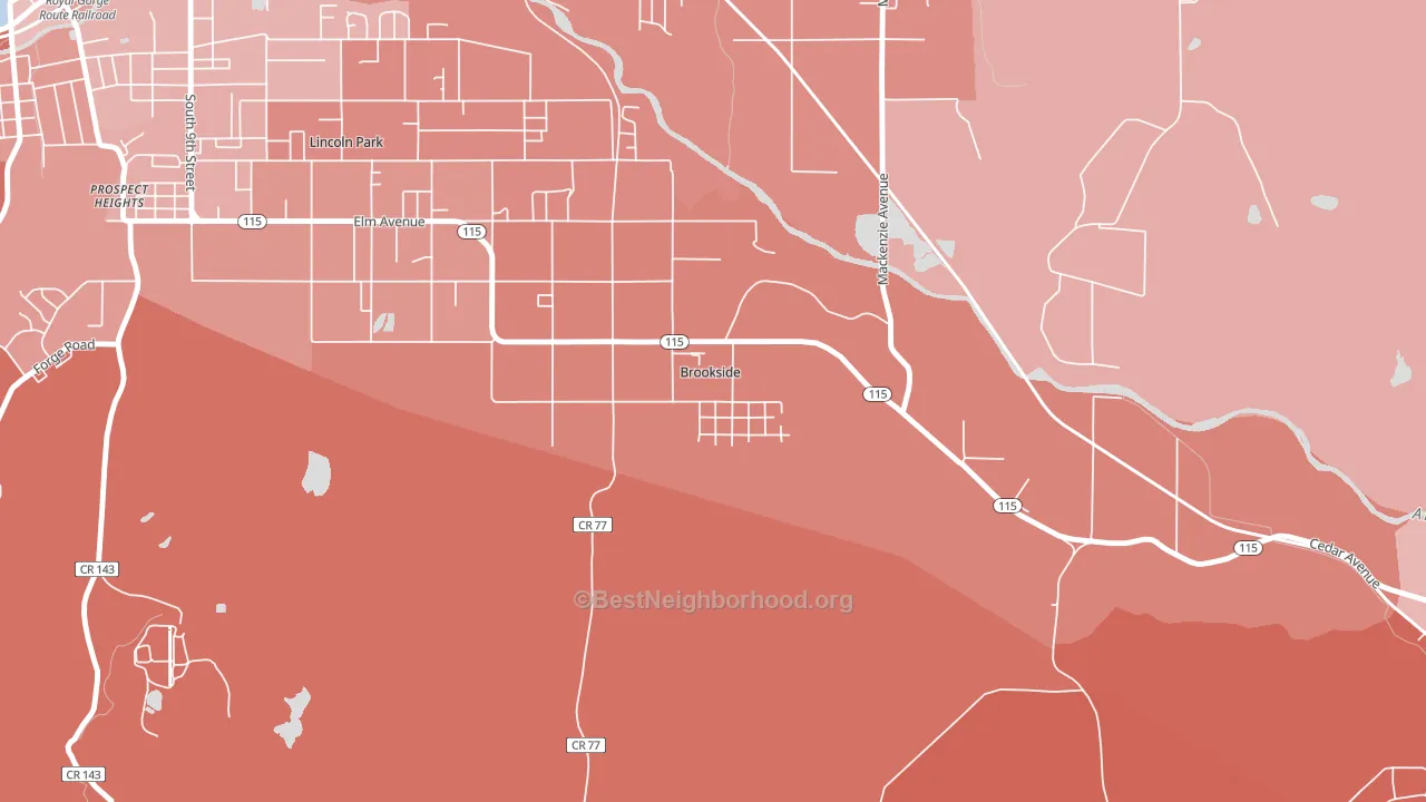Brookside, CO block-group political-lean map