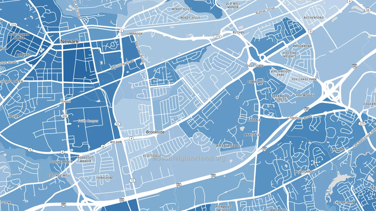 Brookside, DE block-group political-lean map