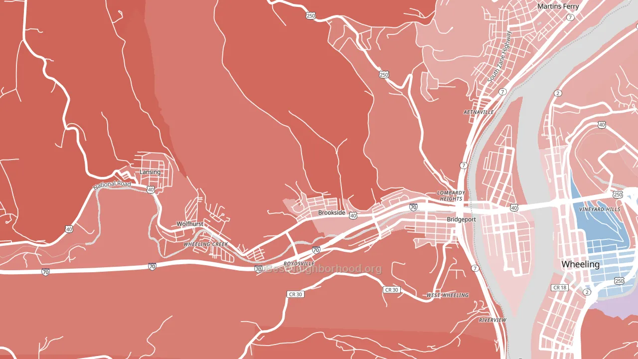 Brookside, OH block-group political-lean map