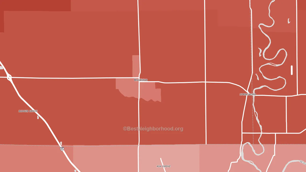 Brookston, IN block-group political-lean map